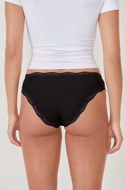 3-Pack of Cotton and Lace Briefs;${refinementColor}