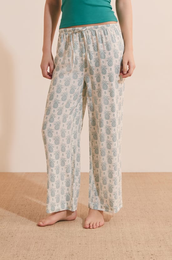 Pantalon de pyjama 7/8 &agrave; motifs;${refinementColor}