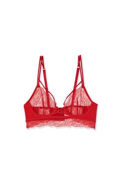 Bustier Bra in Lace with Ties;${refinementColor}
