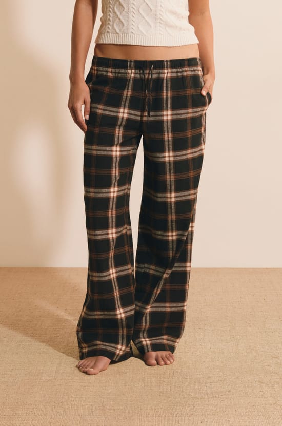Pantalon de pyjama &agrave; carreaux en coton;${refinementColor}