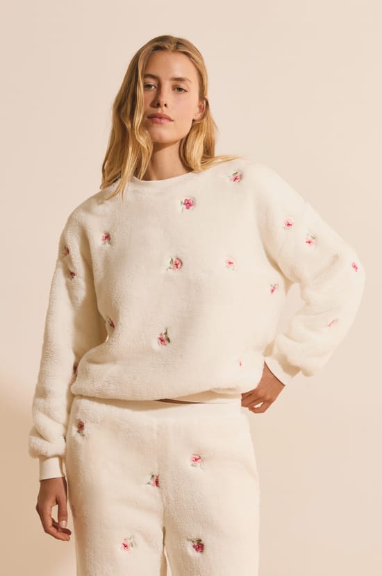 Sweatshirt &agrave; motif floral;${refinementColor}