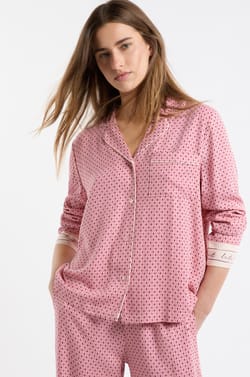 Long-sleeved pyjama shirt with patterns;${refinementColor}