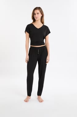   Pantalón de pijama liso;${refinementColor}