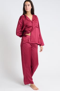 Pantalón de pijama satinado estampado;${refinementColor}