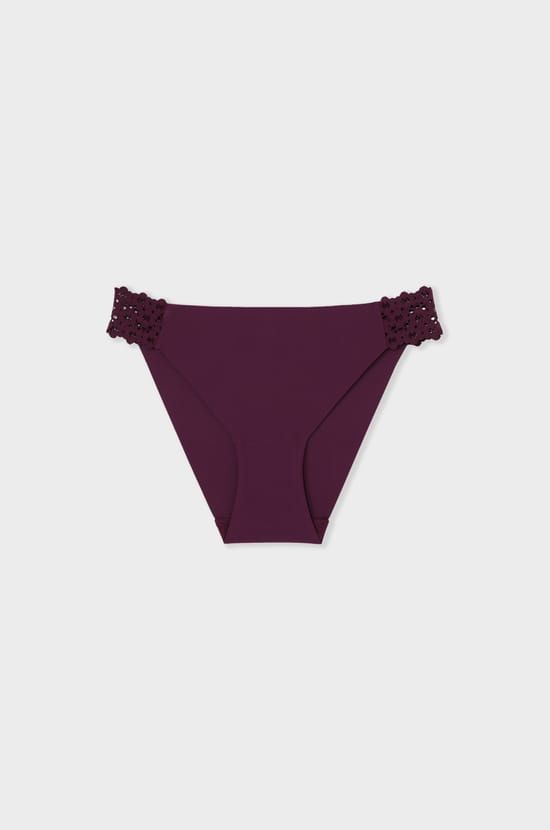 Culotte en microfibre et dentelle;${refinementColor}