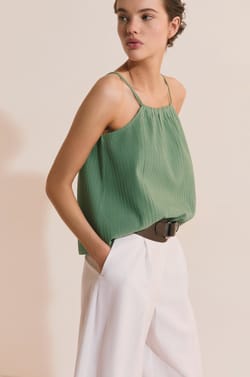 Top &agrave; bretelles en coton;${refinementColor}