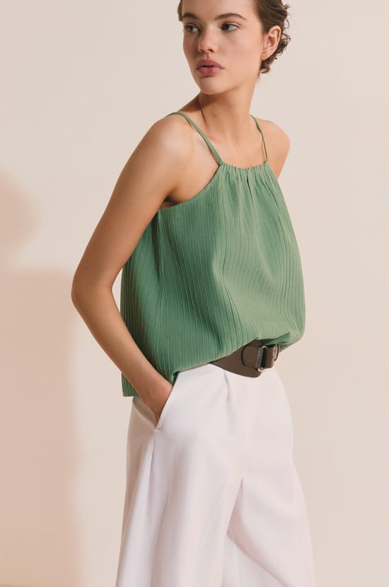 Top &agrave; bretelles en coton;${refinementColor}