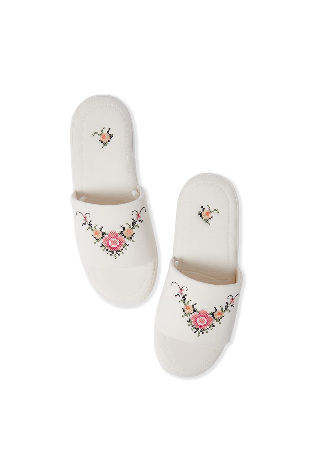 Chaussons tongs en coton &agrave; motif floral;${refinementColor}