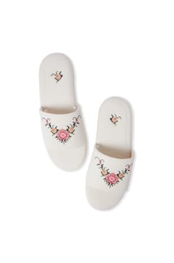 Chaussons tongs en coton &agrave; motif floral;${refinementColor}