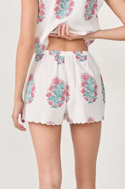 Cotton printed pyjama shorts;${refinementColor}