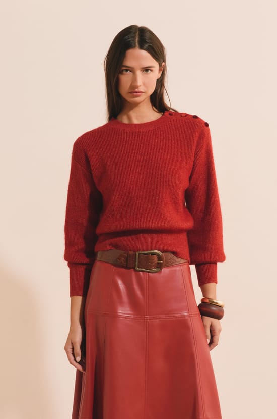 Pull manches longues avec d&eacute;tails boutons;${refinementColor}