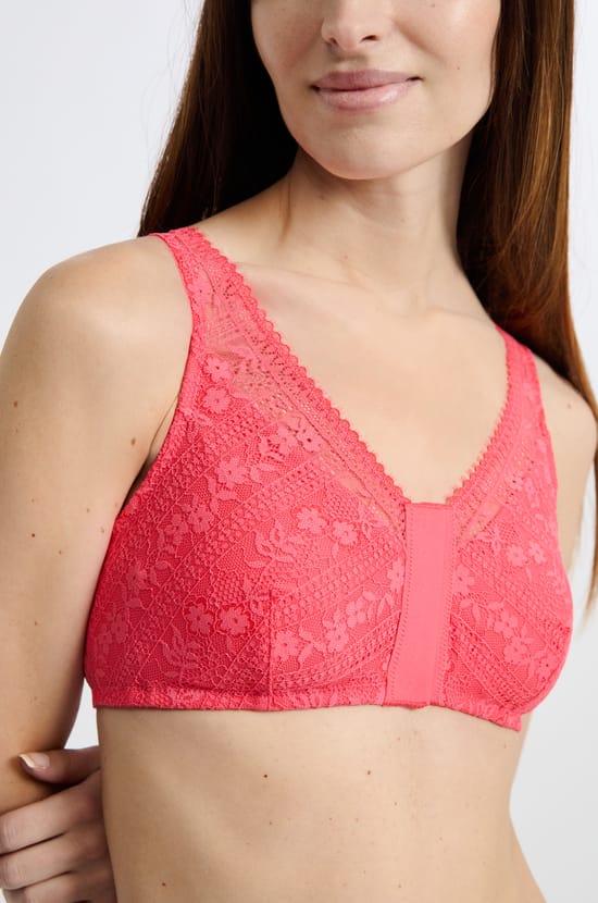Post-mastectomy wireless bralette bra with front opening;${refinementColor}