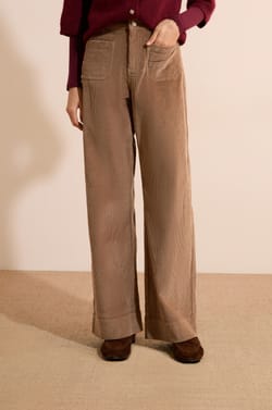 Jean en velours c&ocirc;tel&eacute; avec poche sur le devant;${refinementColor}