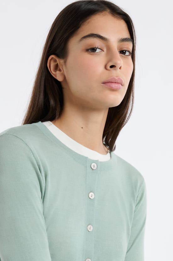 Cardigan 100% laine;${refinementColor}