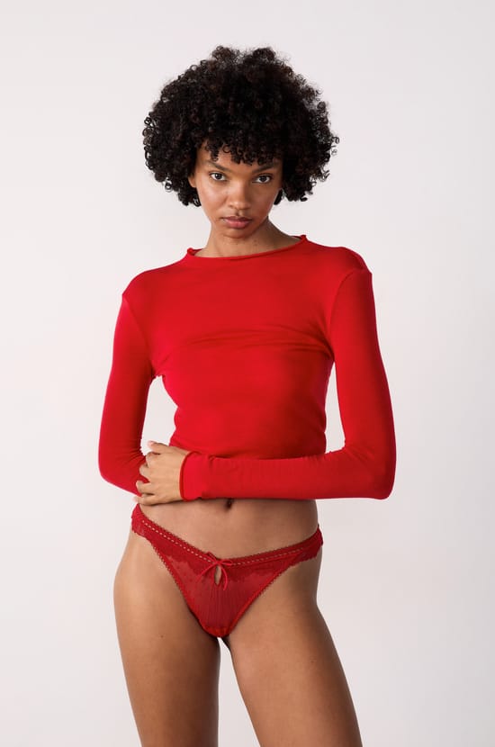 Culotte en tulle et dentelle;${refinementColor}