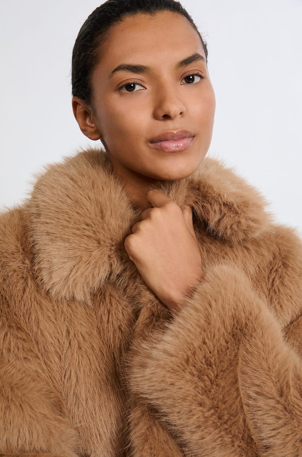 Short Faux Fur Coat;${refinementColor}