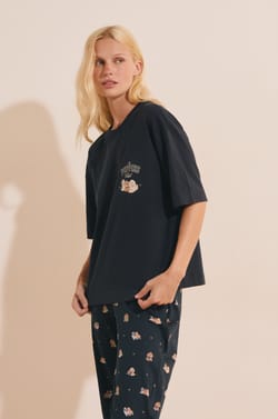 T-shirt &agrave; motif chien en coton;${refinementColor}