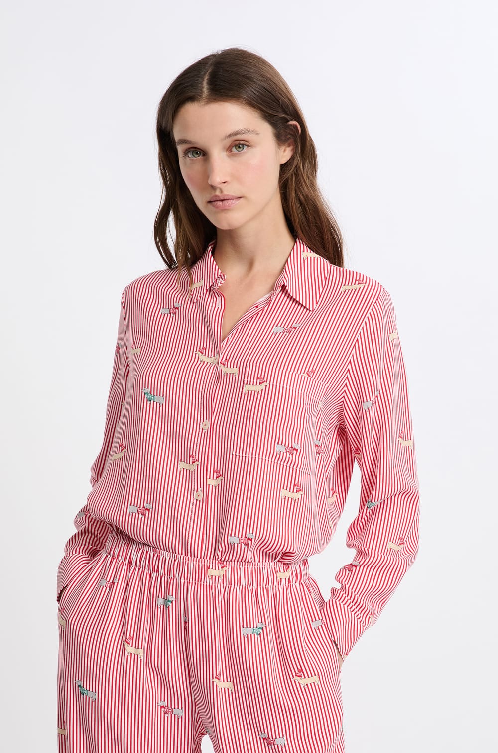 Patterned Pajama Shirt;${refinementColor}