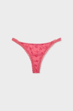 Printed tanga with lace details;${refinementColor}