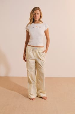 Pantalon de pyjama en coton &agrave; rayures;${refinementColor}