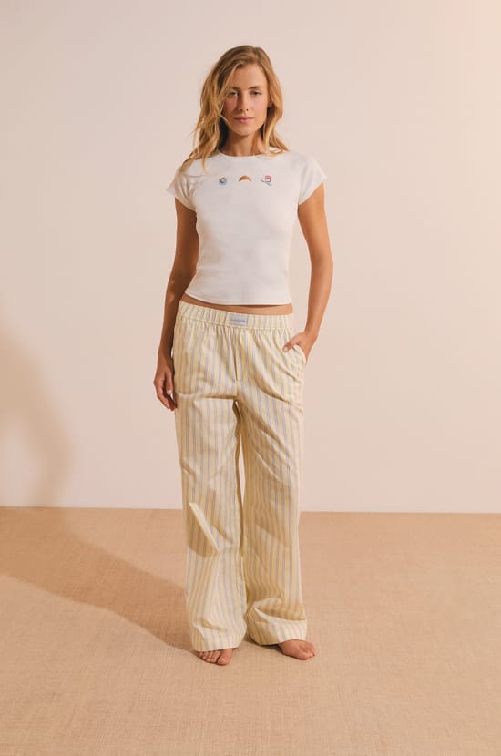 Pantalon de pyjama en coton &agrave; rayures;${refinementColor}