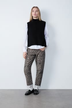 Sleeveless High Neck Tie-Front Sweater;${refinementColor}