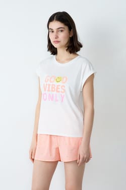 Smiley®Originals 'Good Vibes Only' Short-Sleeved Cotton T-Shirt;${refinementColor}