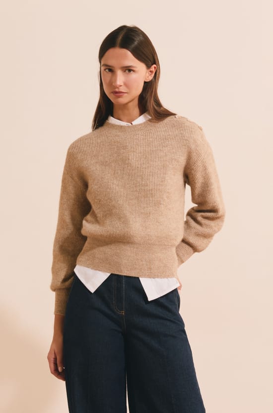 Pull manches longues avec d&eacute;tails boutons;${refinementColor}