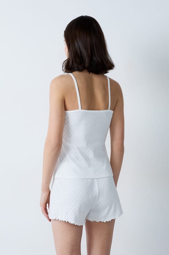 Caraco en coton pointelle;${refinementColor}