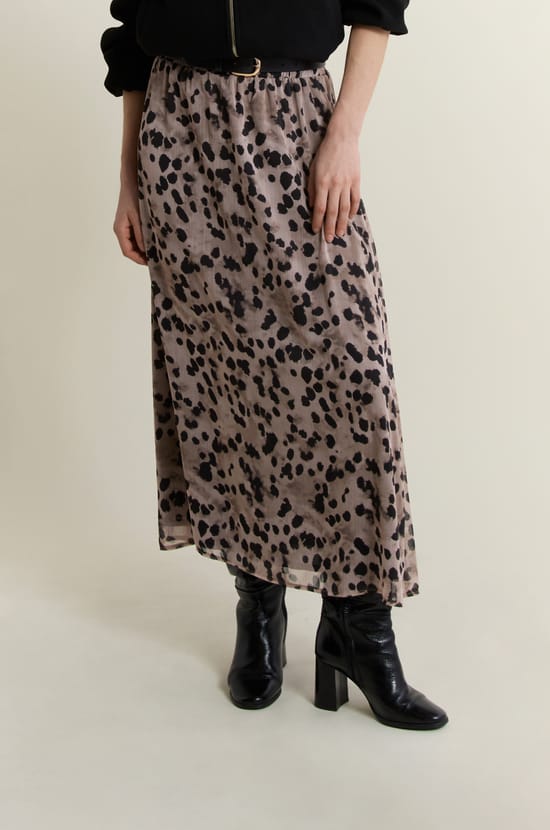 Jupe longue &agrave; imprim&eacute;;${refinementColor}