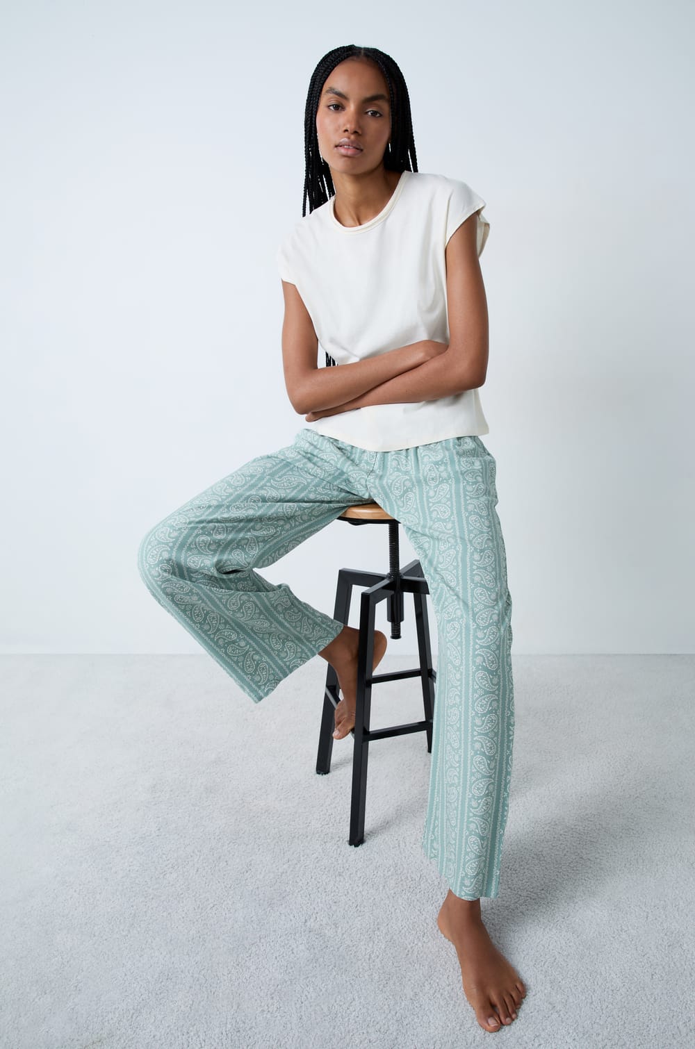 Patterned Pajama Pants;${refinementColor}