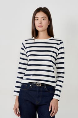 T-shirt manches longues à rayures;${refinementColor}