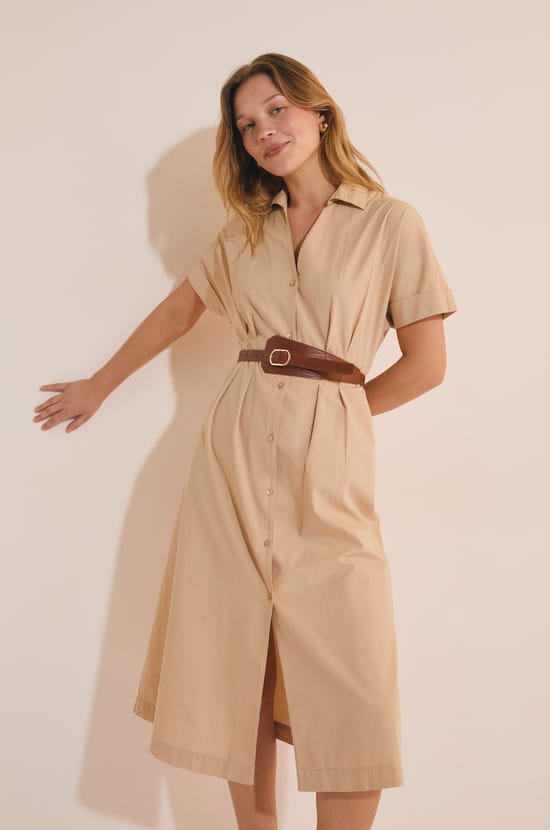 Robe midi avec boutons en coton;${refinementColor}