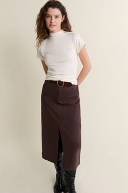 Jupe longue en jean;${refinementColor}