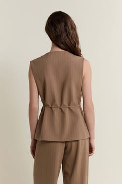 Sleeveless Tie Jacket;${refinementColor}