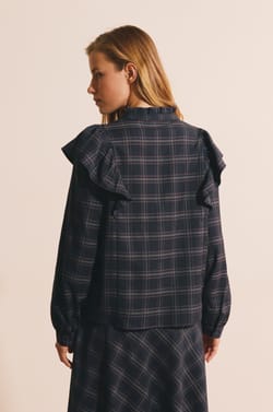Chemise volant&eacute;e &agrave; carreaux;${refinementColor}