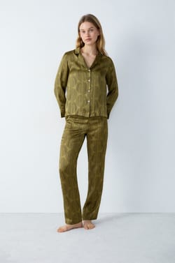 Smooth Pyjama Trousers with Patterns;${refinementColor}