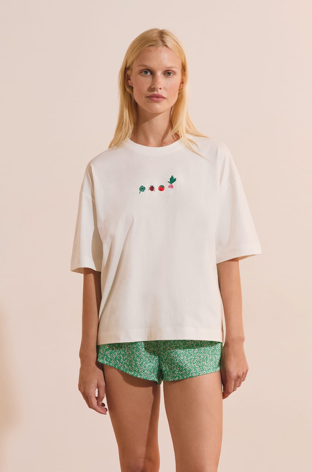T-shirt de pyjama en coton &agrave; motifs;${refinementColor}