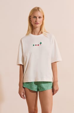 T-shirt de pyjama en coton &agrave; motifs;${refinementColor}