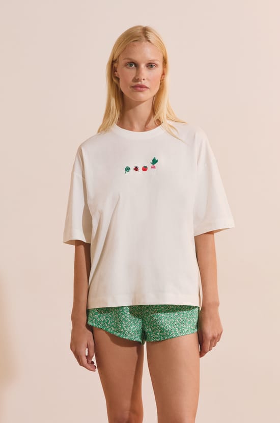 T-shirt de pyjama en coton &agrave; motifs;${refinementColor}