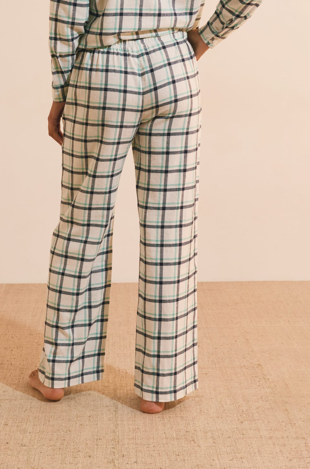 Pantalon de pyjama &agrave; carreaux en coton;${refinementColor}