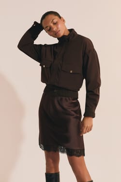 Mid-length skirt with lace details;${refinementColor}