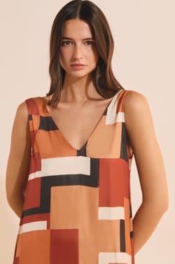 Robe longue &agrave; imprim&eacute; g&eacute;om&eacute;trique;${refinementColor}