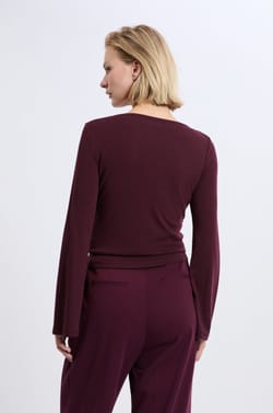 T-shirt col bateau &agrave; manches longues larges;${refinementColor}
