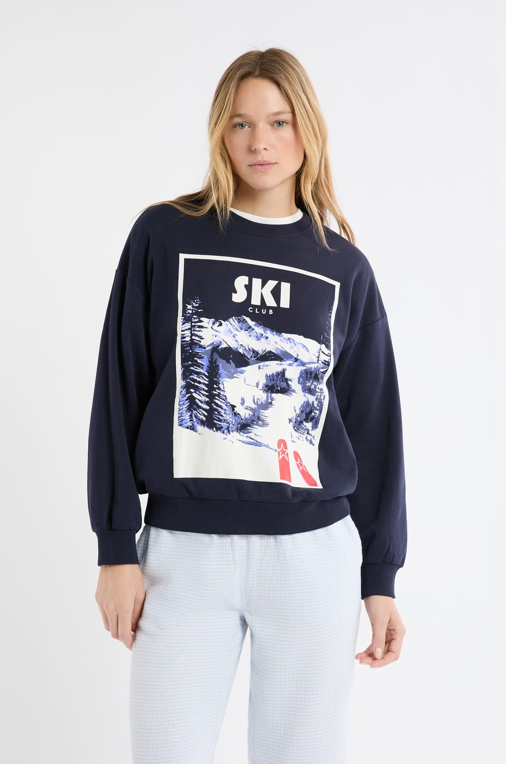 Sweatshirt aus Baumwolle mit Ski-Landschaftsmotiv;${refinementColor}