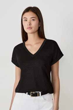 Camiseta manga corta cuello en V;${refinementColor}