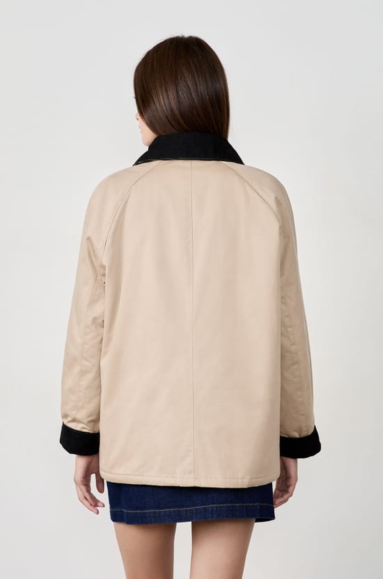 Blouson à col velours et coupe droite;${refinementColor}