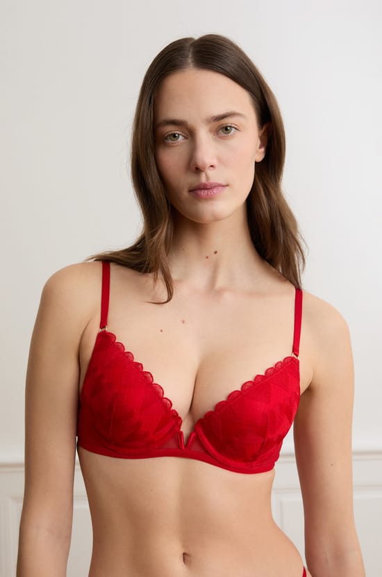 Soutien-gorge N.2 - Push-up plongeant &agrave; broderie c&oelig;urs;${refinementColor}