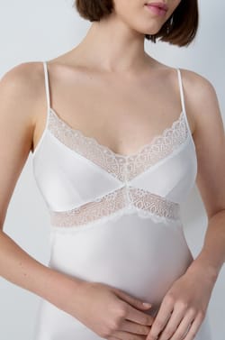 Satin Nightdress With Lace Details;${refinementColor}