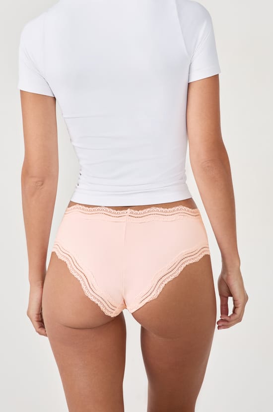 Microfiber Boyshort with Lace Trim;${refinementColor}